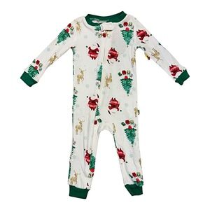 Rabbit Bear Organic Cotton Baby Christmas Santa Claus Pajamas Sleeper 12M NWT